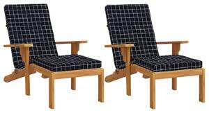 Perne scaun de terasă, 2 buc, negru, carouri, textil Oxford