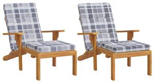 Perne scaun de terasă, 2 buc, gri, carouri, textil Oxford