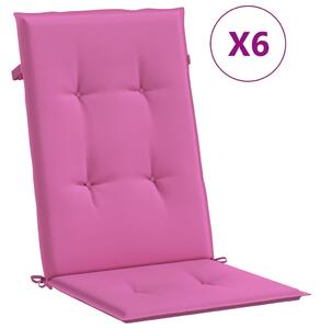 Perne de scaun spătar înalt, 6 buc., roz, textil