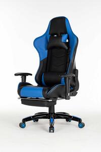 Scaun gaming, funcție șezlong, 180 grade, suport picioare, SIG 036, Negru/Albastru