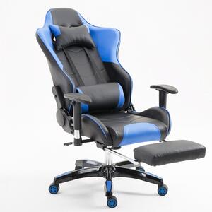 Scaun gaming, funcție șezlong, 180 grade, suport picioare, SIG 036, Negru/Albastru