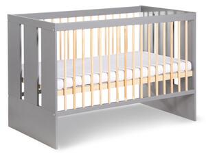 Pătuț pentru copii cu bariera NORBET,124x85x66,gri/lemn