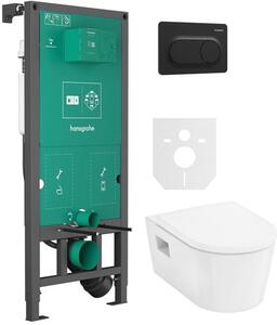 Set vas WC cu capac soft-close Hansgrohe EluPura Original S 60288450, cadru încastrat Hansgrohe iFrame universal 01022180, 66002670