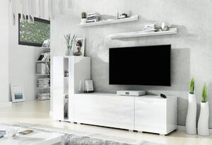 Set mobilier ELPASO 40 + LED iluminat, alb/alb luciu