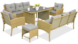 Mobilier de grădină cu pufe Bari Apetito 8 Garden Point bej