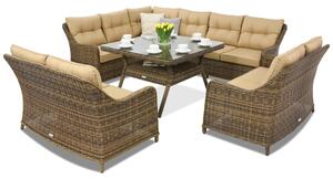 Mobilier terasă din tehnoratan Toledo Comida 9 Angular Garden Point maro