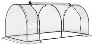 Outsunny Tunel de oțel pentru grădină cu seră și capac din PVC, 200x100x80 cm, transparent și verde | Aosom Romania