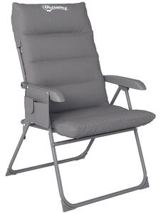 Outsunny Scaun de Camping Pliabil cu Spătar Înalt Reglabil în 5 Poziții și Buzunare Laterale, 66x58x105 cm, Gri Deschis | Aosom Romania