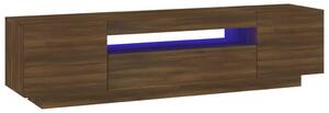 Comodă TV cu lumini LED, stejar maro, 160x35x40 cm