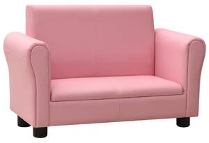 Canapea pentru copii cu taburet, roz, piele ecologică