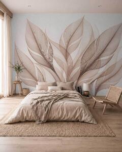 Tapet Compoziție botanică elegantă cu frunze mari stilizate, Imagini de fundal unice, w09944 : Uwalls.ro