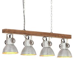 Lampă suspendată industrială, argintiu, lemn de mango, E27