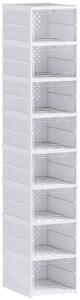 HOMCOM Dulap de Pantofi Modular cu 8 Cutii Stivuibile pentru Pantofi, 26x35x140 cm, Alb | Aosom Romania