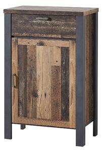Cabinet hol din pal cu 1 usa si 1 sertar Chelsea Natural / Grafit, l69xA40xH105 cm