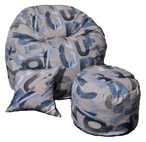 Set Fotoliu Matusalem cu Otoman (suport picioare) si Perna, Material Textil - Army Scrabble
