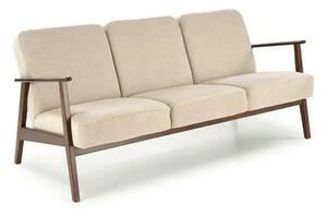 Canapea MILANO 3S, bej - Castel 15, stofa catifelata/lemn, 175x77x77 c