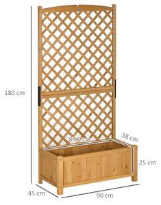 Outsunny Jardiniera de exterior din lemn de brad cu design vertical inaltat, 90x45x180 cm, Galben | AOSOM RO