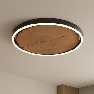 Elobra Plafonieră LED Havana M, lemn de frunte/metal, Ø 57 cm, reglabil, Lemn, Camera de zi / sufragerie, Lemn