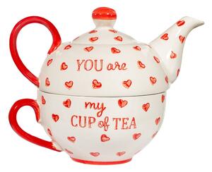 Set pentru ceai roșu/alb din ceramică You are My Cup of Tea – Sass & Belle