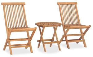 Set mobilier pliabil exterior cu pernă, 3 piese, lemn masiv tec