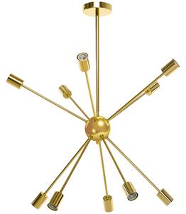 HOMCOM Lampa suspendata din metal auriu in stil Sputnik cu 10 lumini pentru bucatarie, sufragerie si dormitor, 65x65x78,5 cm | AOSOM RO