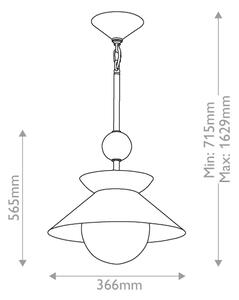 Quintiesse QN-SAUCER-1P-M-AB-OPAL-Lustră cu tijă SAUCER M 1xE27/40W/230V aurie