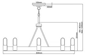 Quintiesse QN-SILAS-8P-DZ - Candelabru cu tijă SILAS 8xE27/60W/230V negru/auriu