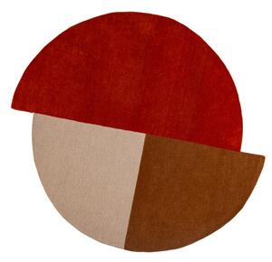 Covor cărămiziu țesut manual, rotund, din lână ø 200 cm Mia Segment – Flair Rugs