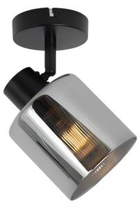 Spot de tavan Art Deco negru cu sticlă fumurie reglabil - Laura