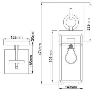 Quintiesse QN-PORTER-M-DZ - Aplica de perete pentru exterior PORTER M 1xE27/60W/230V IP44 negru