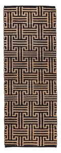 Covor tip traversă negru-în culoare naturală țesut manual din amestec de iută 80x230 cm Meander Jute – Flair Rugs