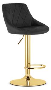 Scaun Bar Kona Catifea Negru, Baza Aurie
