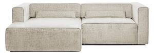 Colțar Extensibil 3 locuri ZANETTO, cu ladă de depozitare, 240x157x70 cm, Crem-Onyx / Stanga