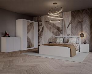 Set Dormitor Elis cu oglinda, 160x200cm, Alb, Pal 18 mm