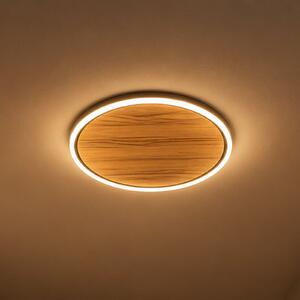 Elobra Plafonieră LED Havana S, stejar natural/metal, Ø 38 cm, reglabil, Lemn, Camera de zi / sufragerie, Lemn