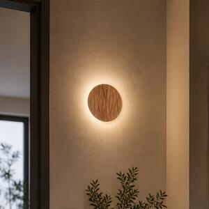 Elobra Aplică de perete LED Atacama, culoare stejar, Ø 19 cm, lemn, Lemn, Camera de zi / sufragerie, Lemn