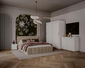Set Dormitor Alex, 160x200cm, Crem + Alb, Pal 18 mm
