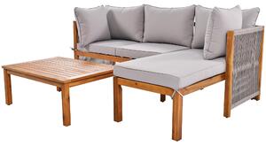 Set de scaune lounge de grădină din 3 piese, picioare ajustabile, 2 canapele de două locuri și 1 masă, Gri