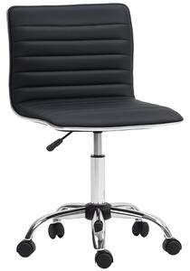 HOMCOM Scaun Ergonomic de Birou din Piele Ecologică cu Înălțime Reglabilă, Șezut Rotativ și 5 Rotile, 48x52x90 cm, Negru | Aosom Romania