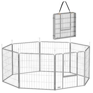 PawHut Țarc pentru Animale de Companie din 8 Panouri, Pliabil și Portabil, 160x160x80 cm, Argintiu | Aosom Romania