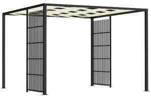 Outsunny Pergolă cu Acoperiș Ondulat și Panouri Laterale pentru Intimitate, 3x3m, Negru | Aosom Romania