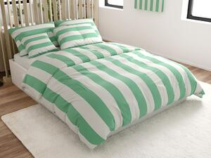 Lenjerie de pat din bumbac STRIPES alb-verde Dimensiune lenjerie de pat: 70 x 90 cm | 140 x 200 cm
