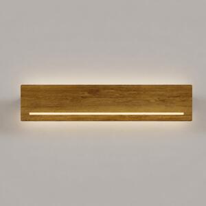 Elobra Aplică de perete LED Mexico, lățime 20 cm, stejar, lemn, Lemn, Camera de zi / sufragerie, Lemn