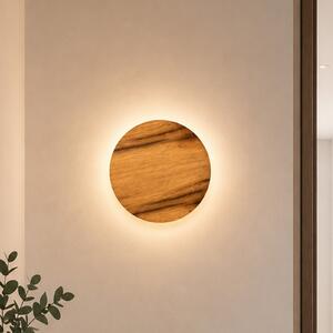 Elobra Aplică de perete LED Havana M, stejar noduros/metal, Ø 34 cm, IP44, Lemn, Baie, Lemn