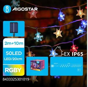 Aigostar - Ghirlandă solară LED 50xLED/8 funcții 12m IP65 multicoloră