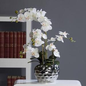 Orhidee artificiala alba in ghiveci ceramic - 54 cm