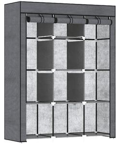 HOMCOM Dulap din Material Textil cu Bază Înălțată, 8 Rafturi și 2 Bare, 125x43x162.5 cm, Gri Închis | Aosom Romania