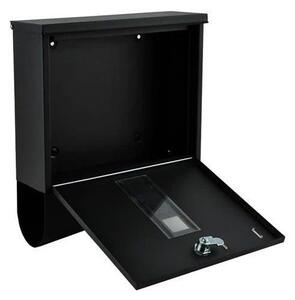 Cutie postala cu suport pentru ziare, 2 chei, de exterior, 33x30x8.5 cm, metal, negru