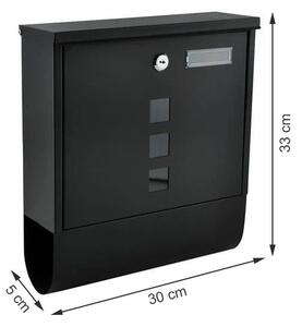 Cutie postala cu suport pentru ziare, 2 chei, de exterior, 33x30x8.5 cm, metal, negru