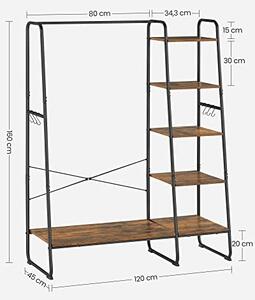Cuier, Vasagle, Negru, 120×45×160 cm